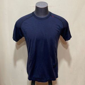 lululemon athletica Men's Short Sleeve Crew Tee - Navy with Small Red Accent